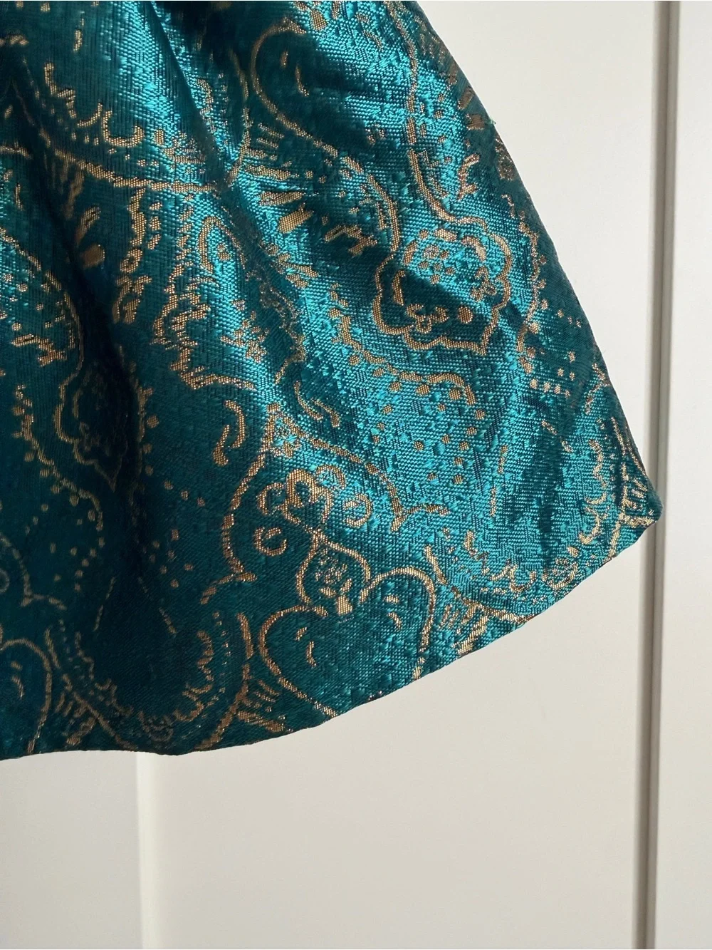 The Children's Place Teal and Gold Brocade Party Dress
